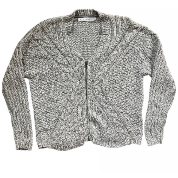 WOOLRICH Women’s Grey Cable Knit Chunky Grannycore Zip Up Sweater Sz SP - Picture 2 of 8